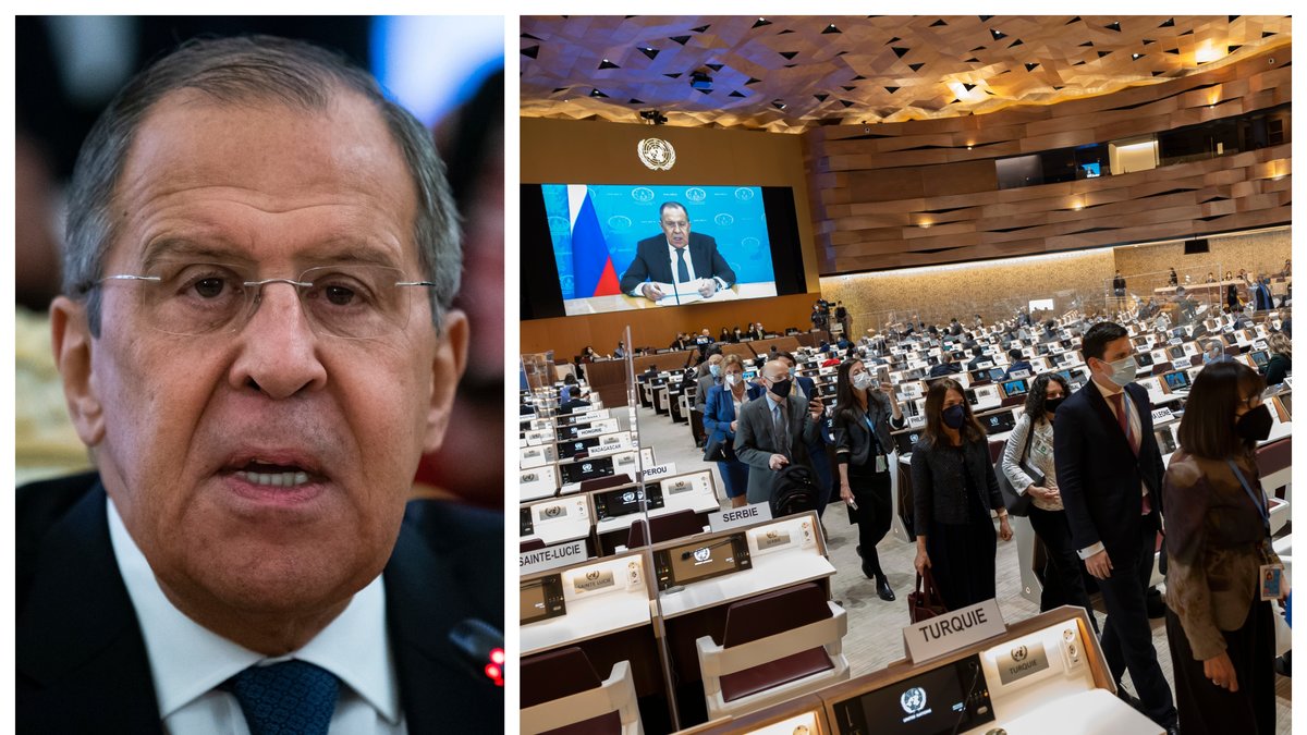 Sergej Lavrov, Rysslands utrikesminister, talade till tomma stolar i FN.
